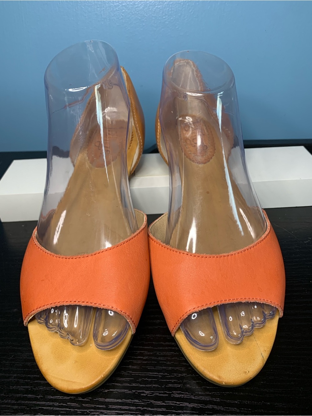 Latigo Mollee Orange/tan Open-Toe D'Orsay sandals